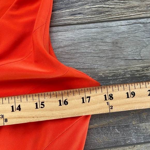 Lauren Ralph Lauren Knit Midi Dress Size 8 Orange Fit & Flare Sleeveless V-Neck - Picture 5 of 11
